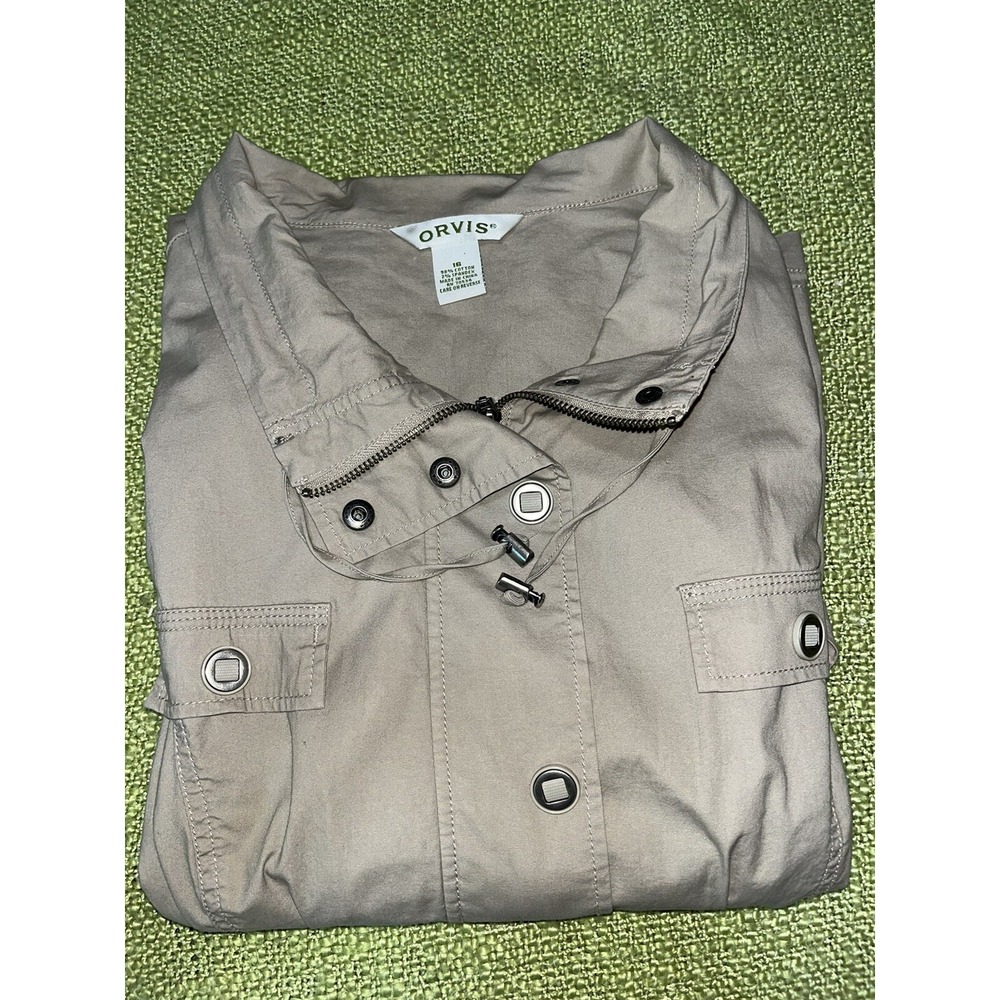 Orvis Womens Utility Jacket womens 16, Khaki Pockets , Zip , Lightweight